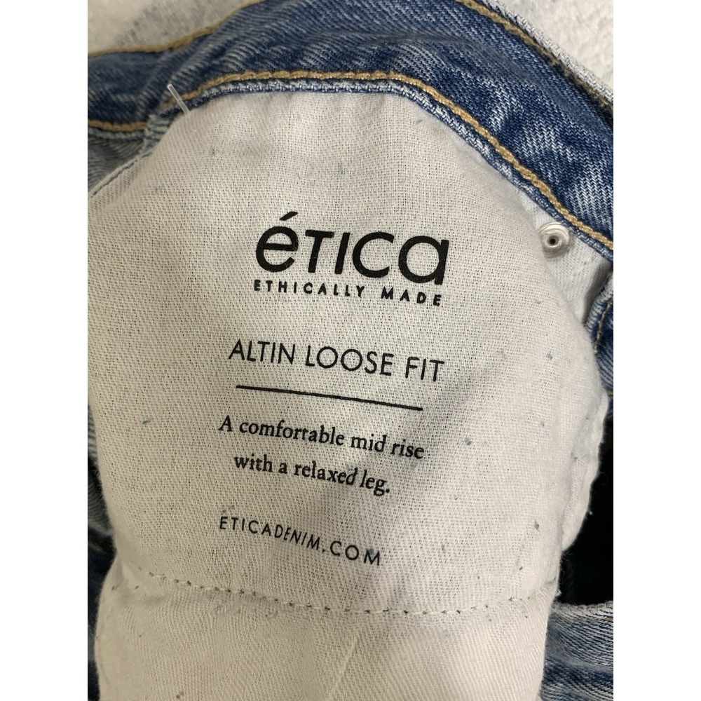 ETICA‎ Altin Loose Fit Crop Jeans Women's 26 Distressed SEA WALL Wash W29 L25 - Picture 5 of 12